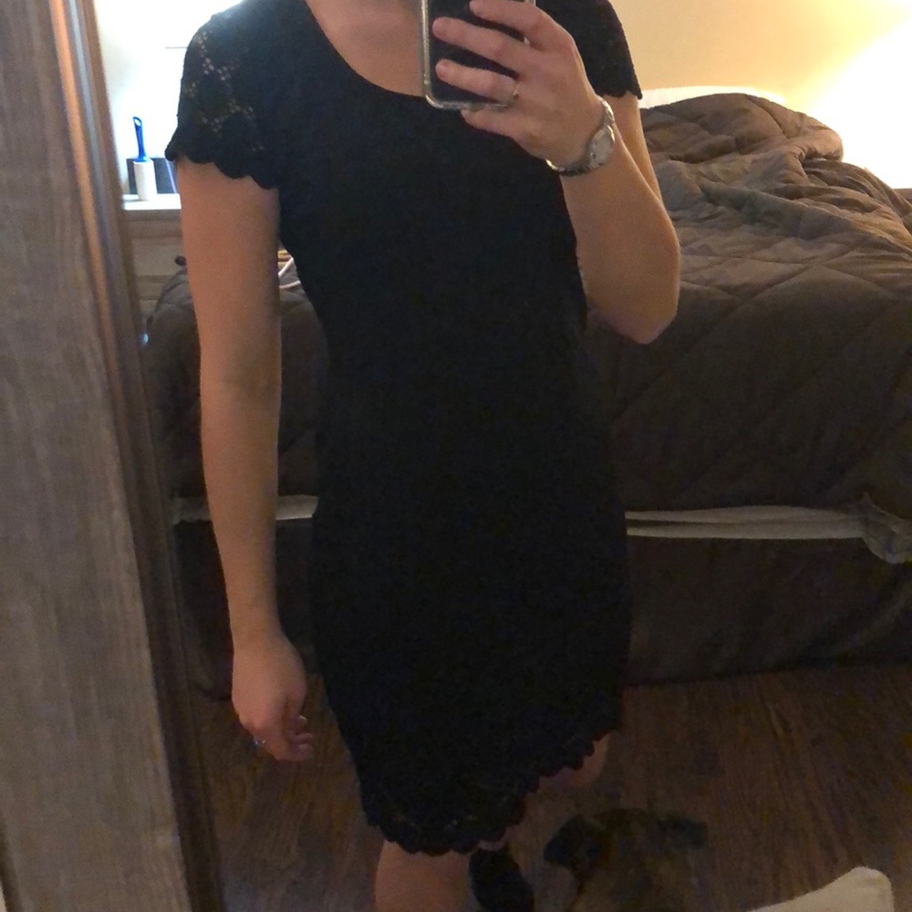 Black mid length dress